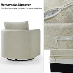 Kirklands Home Upholstered Vasser Slipcover Swivel Chair Ivory Hot