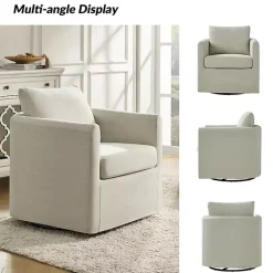 Kirklands Home Upholstered Vasser Slipcover Swivel Chair Ivory Hot