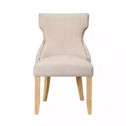Kirklands Home Upholstered Wingback Dining Chairs, Set of 2 Ivory Sale