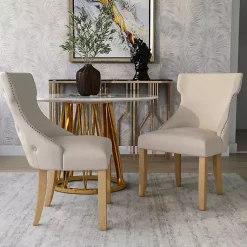 Kirklands Home Upholstered Wingback Dining Chairs, Set of 2 Ivory Sale