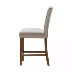 Kirklands Home Upholstered Wood Counter Stool Ivory Sale