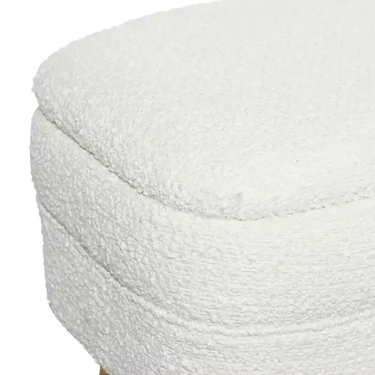 Kirklands Home Upholstered Wood Leg Storage Bench Ivory Sale