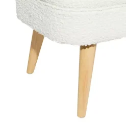 Kirklands Home Upholstered Wood Leg Storage Bench Ivory Sale