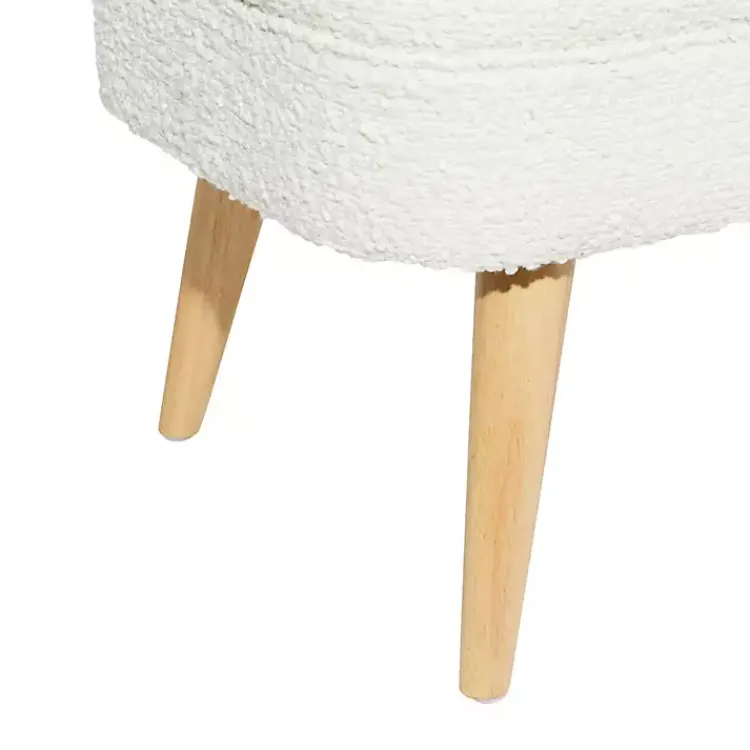 Kirklands Home Upholstered Wood Leg Storage Bench Ivory Sale