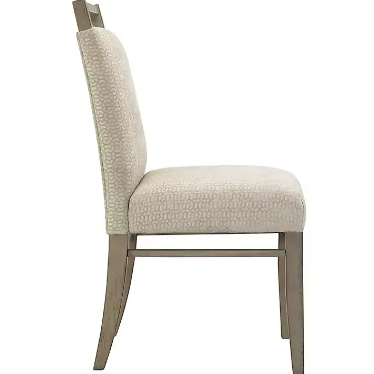 Kirklands Home Upholstered Wooden Dining Chairs, Set of 2 Ivory Outlet