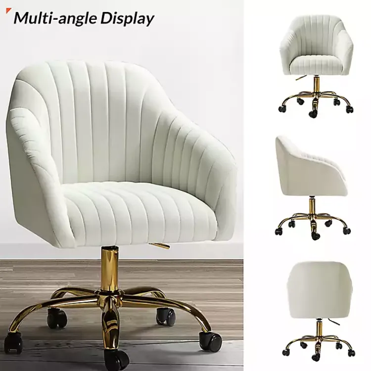 Kirklands Home Velvet Swivel Jacyln Office Chair Ivory Sale