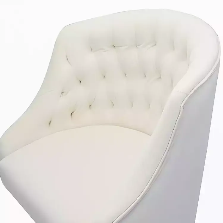 Kirklands Home Velvet Tufted Golden Leg Swivel Office Chair Ivory