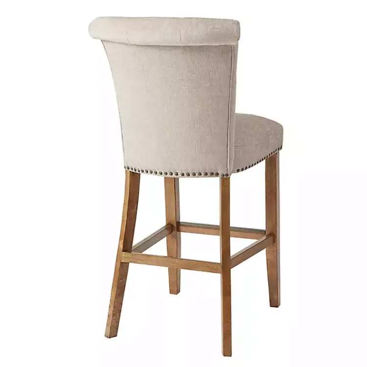 Kirklands Home Ivory Wesley Tufted Bar Stool with Nailhead Trim White Discount