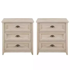Kirklands Home Wood 3-Drawer Nightstands, Set of 2 Ivory Discount
