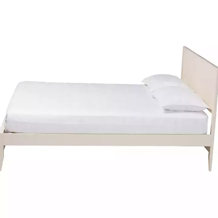 Kirklands Home Wood Fluted Headboard Primrose Queen Bed Ivory