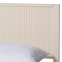 Kirklands Home Wood Fluted Headboard Primrose Queen Bed Ivory