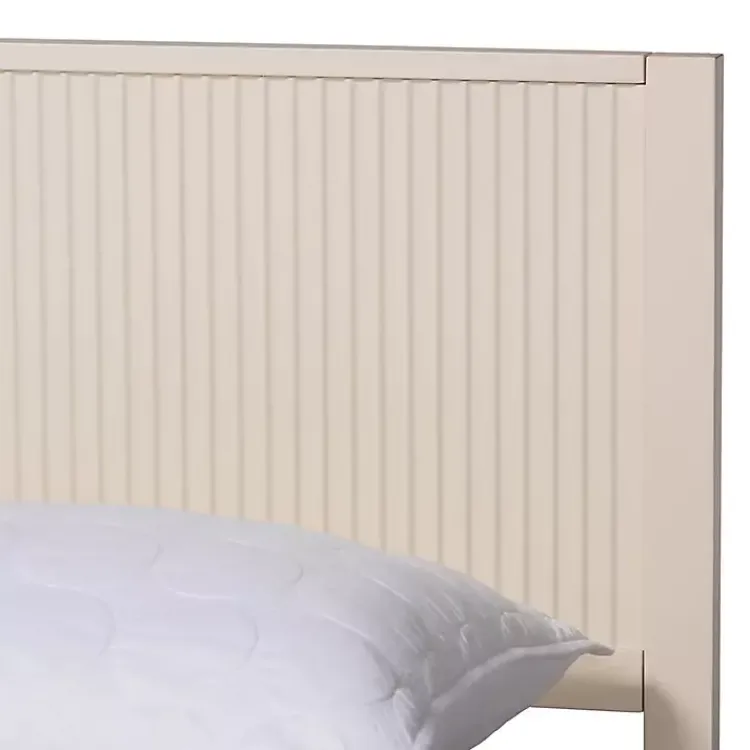 Kirklands Home Wood Fluted Headboard Primrose Queen Bed Ivory