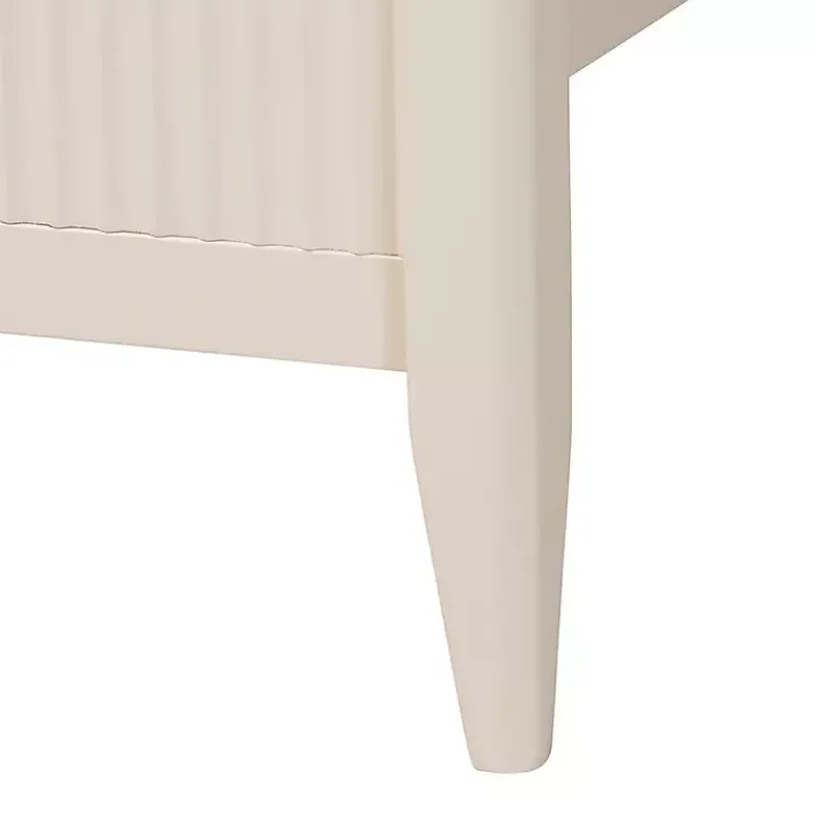 Kirklands Home Wood Fluted Headboard Primrose Queen Bed Ivory