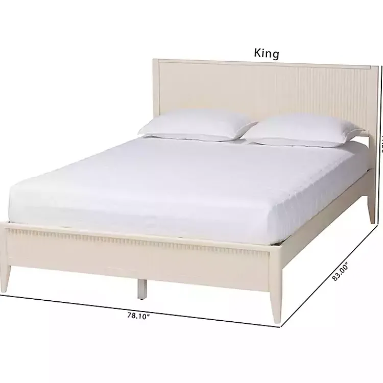 Kirklands Home Wood Fluted Headboard Primrose King Bed Ivory New