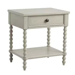 Kirklands Home Wood Turned Legs Nightstand Ivory Sale