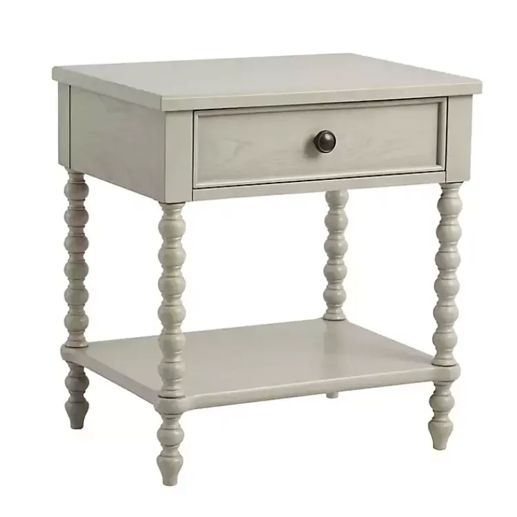 Kirklands Home Wood Turned Legs Nightstand Ivory Sale