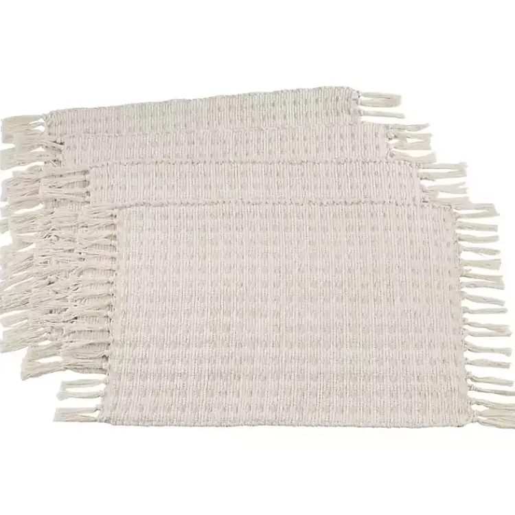 Kirklands Home Woven Dashed Placemats, Set of 4 Ivory Best