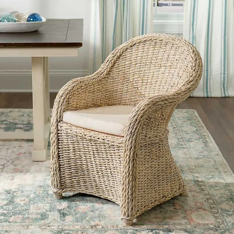 Kirklands Home Woven Rattan Dining Chair Ivory Sale