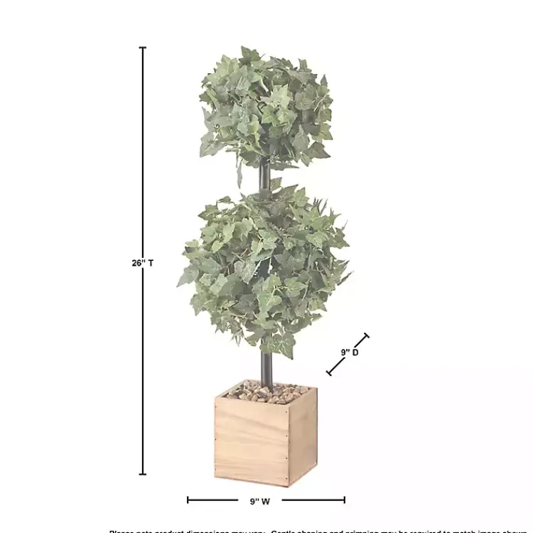 Trees & Topiaries>Kirklands Home Ivy Double Ball Topiary in Wood Planter