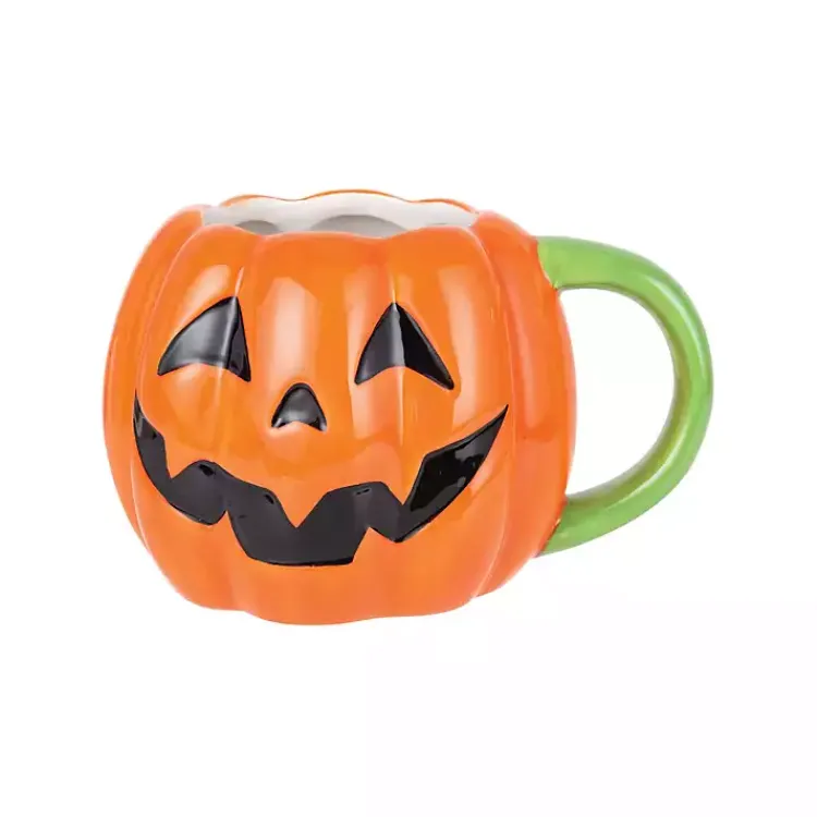 Halloween>Kirklands Home Jack O' Lantern & Cat Halloween Mugs, Set of 2