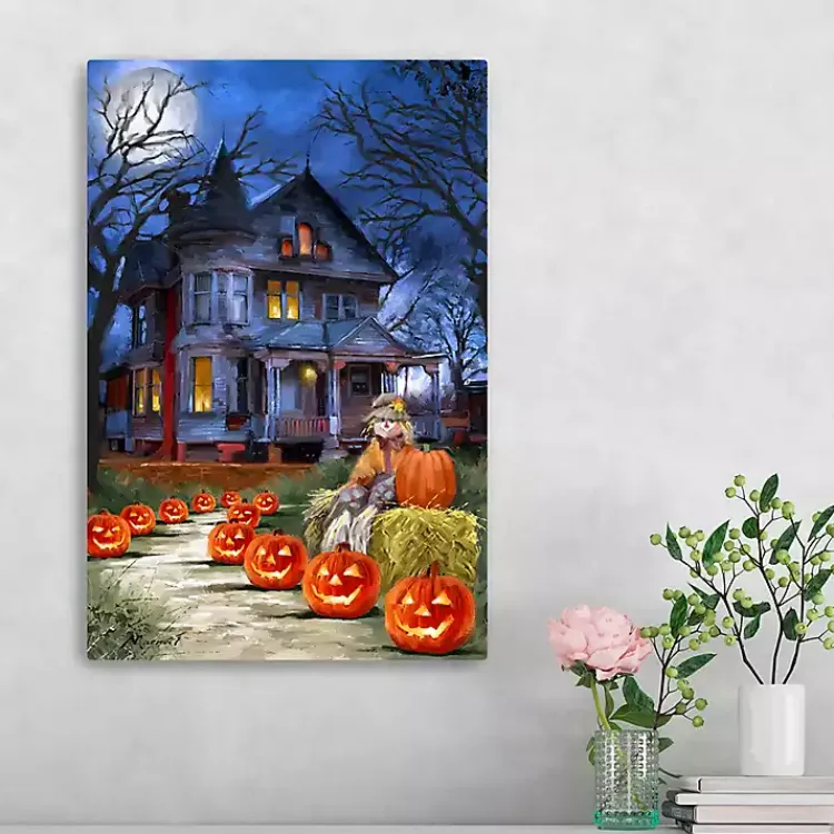 Halloween>Kirklands Home Jack o Lantern Mansion Canvas Art Print, 16x24