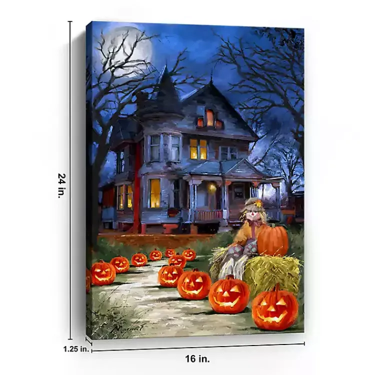 Halloween>Kirklands Home Jack o Lantern Mansion Canvas Art Print, 16x24