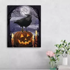 Halloween>Kirklands Home Jack-O-Lantern and Raven Canvas Art Print