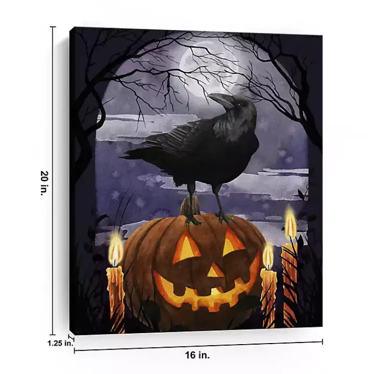 Halloween>Kirklands Home Jack-O-Lantern and Raven Canvas Art Print