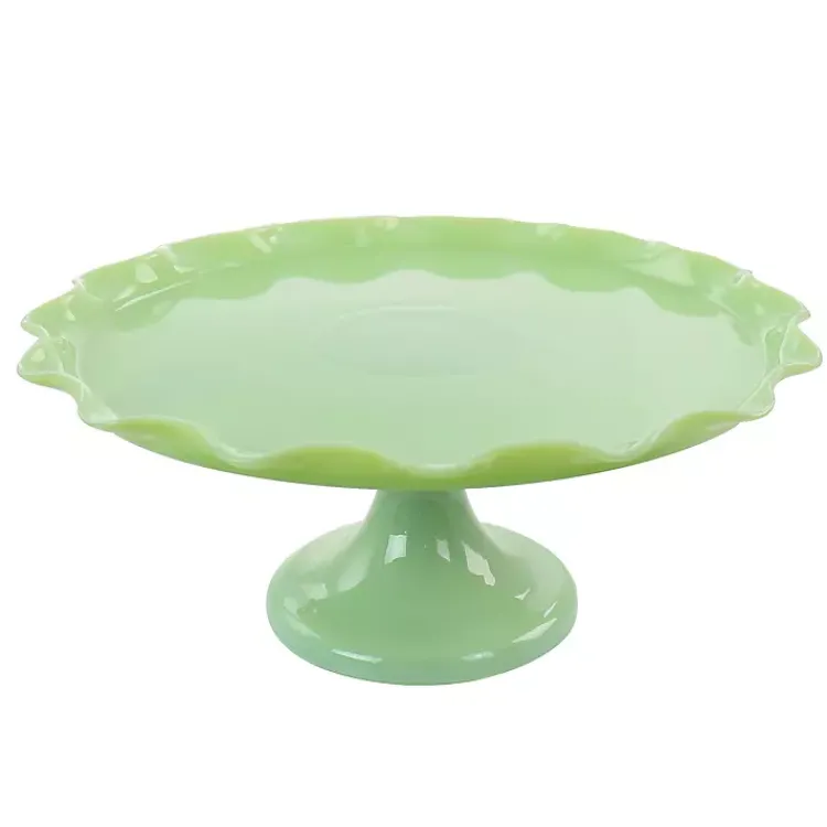 Kirklands Home Jadeite Glass Martha Stewart Scalloped Cake Stand Green Sale