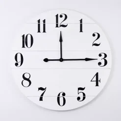 Kirklands Home Jake and Black Wooden Wall Clock White Clearance