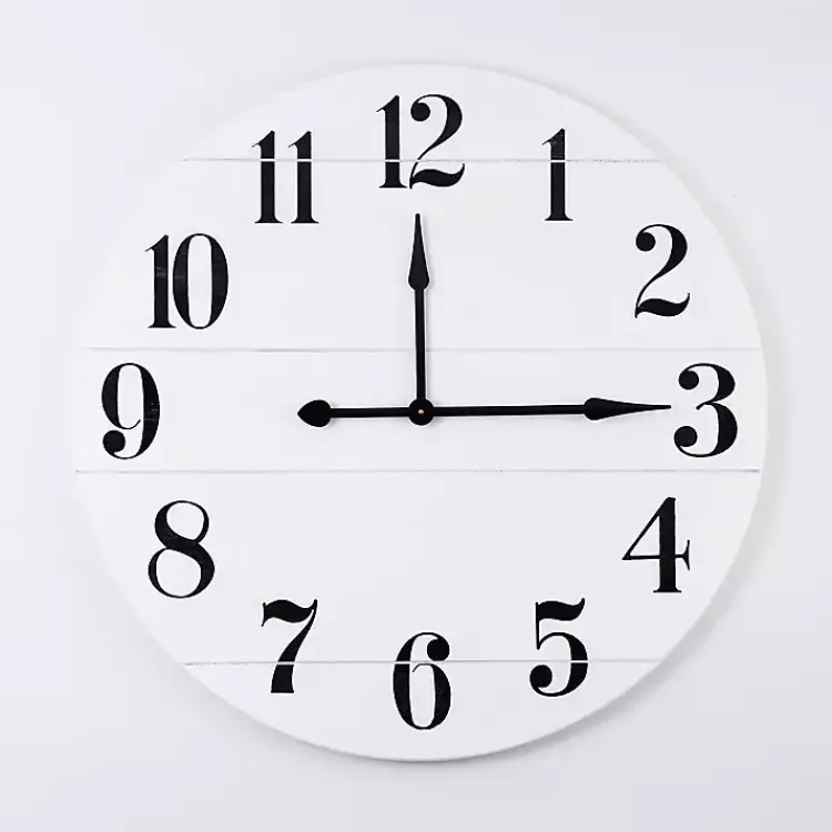 Kirklands Home Jake and Black Wooden Wall Clock White Clearance