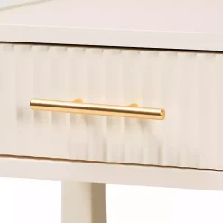 Kirklands Home James Mid-Century 1-Drawer Nightstand Ivory Outlet
