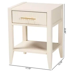 Kirklands Home James Mid-Century 1-Drawer Nightstand Ivory Outlet