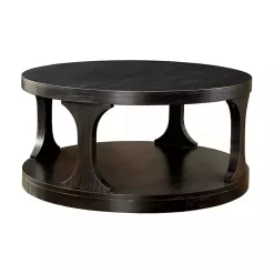 Kirklands Home Jarrod Antique Wood Grain Shelf Coffee Table Black New