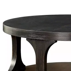 Kirklands Home Jarrod Antique Wood Grain Shelf Coffee Table Black New