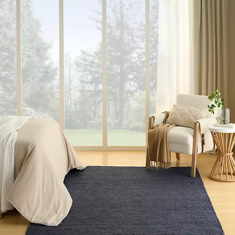 Kirklands Home Jaxon Navy Natural Jute Area Rug, 5x7 Blue New