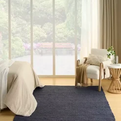 Kirklands Home Jaxon Navy Natural Jute Area Rug, 8x10 Blue Clearance