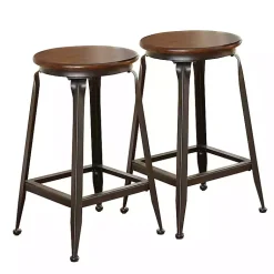 Kirklands Home Jaxon Wood and Metal Counter Stools, Set of 2 Brown
