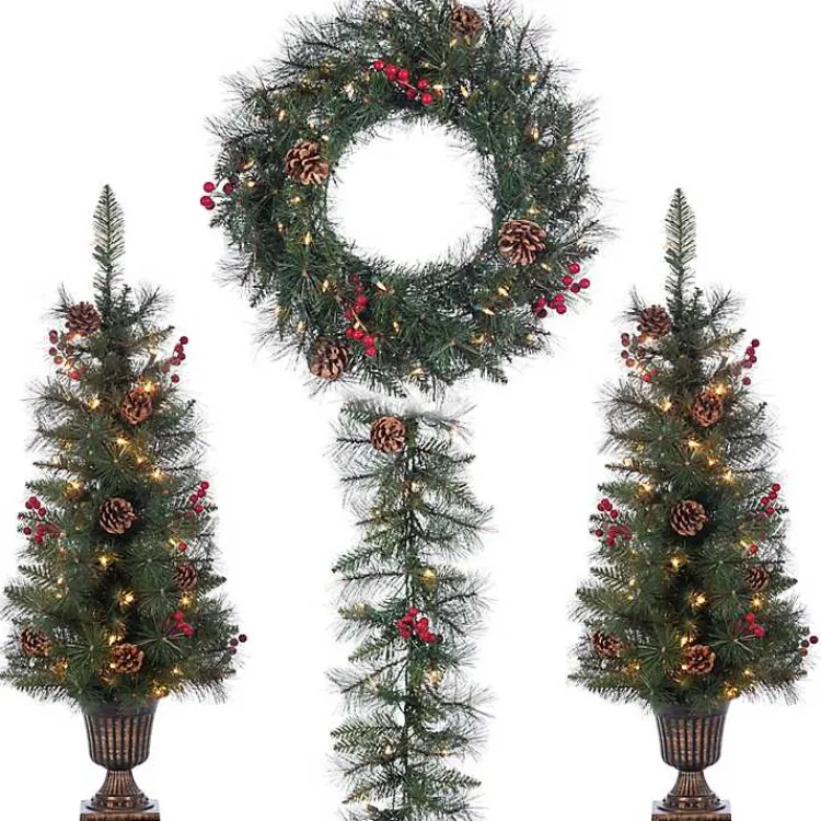 Christmas Arrangements & Garland>Kirklands Home Jefferson Pine 4-pc. Floral Set Green