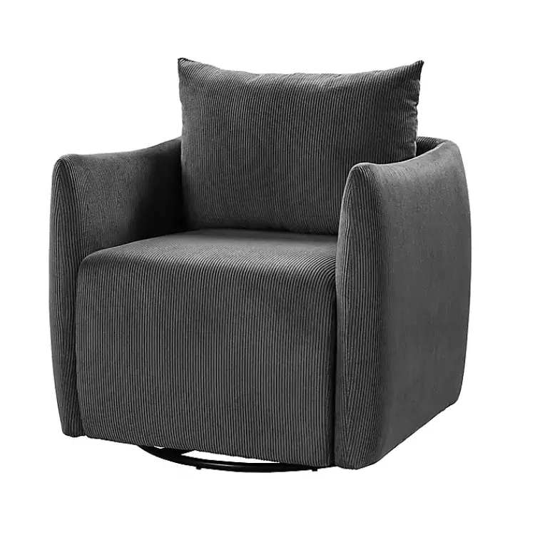 Kirklands Home Jerri Charcoal Corduroy Swivel Accent Chair Gray Outlet