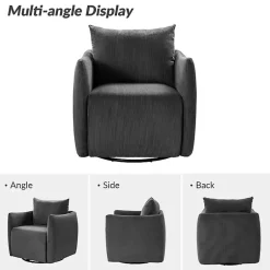 Kirklands Home Jerri Charcoal Corduroy Swivel Accent Chair Gray Outlet
