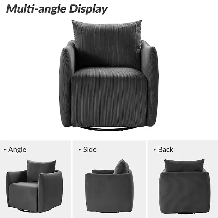 Kirklands Home Jerri Charcoal Corduroy Swivel Accent Chair Gray Outlet