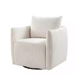 Kirklands Home Jerri Corduroy Swivel Accent Chair Ivory New