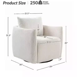 Kirklands Home Jerri Corduroy Swivel Accent Chair Ivory New
