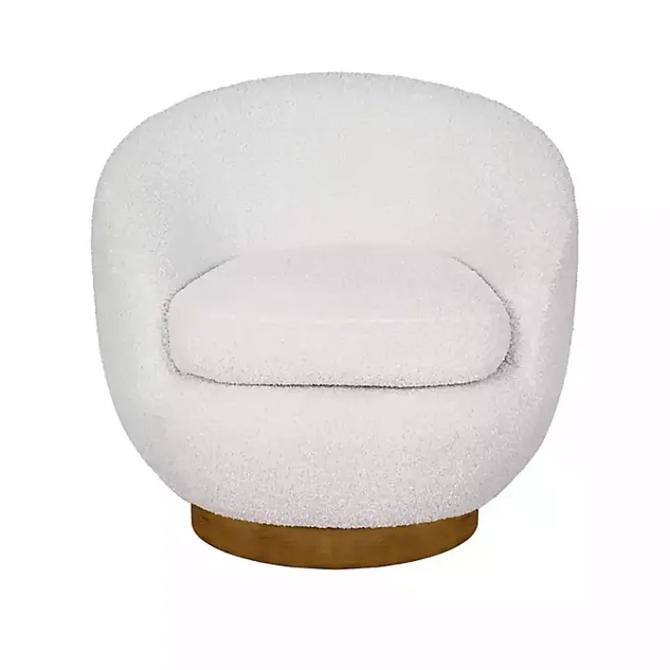 Kirklands Home Jessel Cream Sherpa Swivel Chair with Wood Base White Online