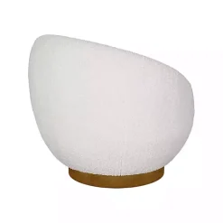 Kirklands Home Jessel Cream Sherpa Swivel Chair with Wood Base White Online