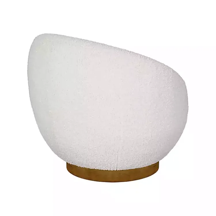 Kirklands Home Jessel Cream Sherpa Swivel Chair with Wood Base White Online