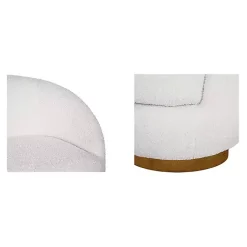 Kirklands Home Jessel Cream Sherpa Swivel Chair with Wood Base White Online