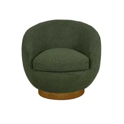 Kirklands Home Jessel Sherpa Swivel Chair with Wood Base Green Hot