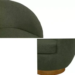 Kirklands Home Jessel Sherpa Swivel Chair with Wood Base Green Hot